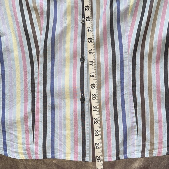 Doncaster Vintage Silk Blend Striped Button Up Shirt Multi Color Sz  S - Picture 8 of 11